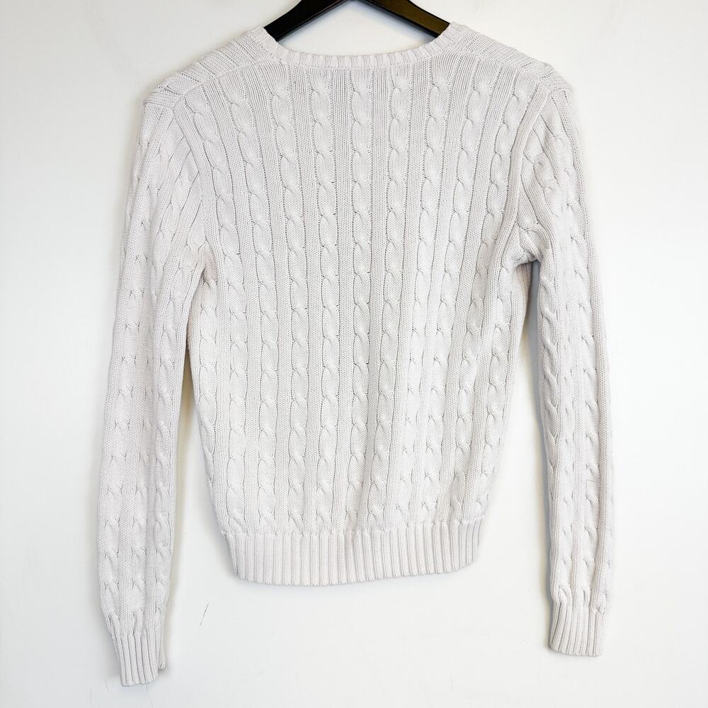 Ralph Lauren Sport Womens Cotton Cable Knit VNeck Sweater White - L - Picture 5 of 8